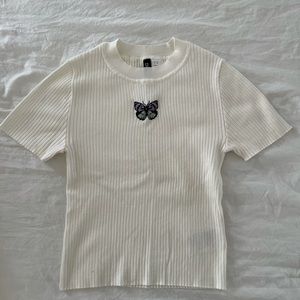 Cream white butterfly top!!